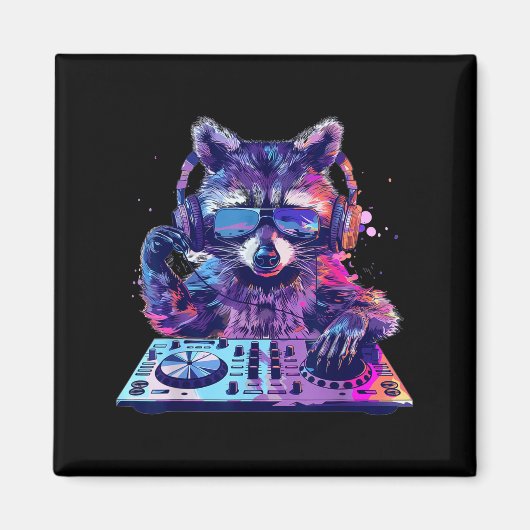 Raccoon Dj Edm Techno House Music Funny Animal Lov Magneet (Voorkant)