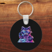 Raccoon Dj Edm Techno House Music Funny Animal Lov Sleutelhanger (Voorkant)