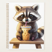 Raccoon Drinking Iced Coffee Planner (Voorkant)