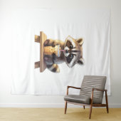 Raccoon Drinking Iced Coffee Wandkleed (In Situ (horizontaal))