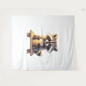 Raccoon Drinking Iced Coffee Wandkleed (Voorkant (horizontaal))