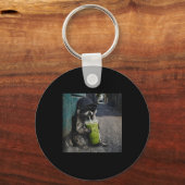Raccoon drinking matcha latte funny animal meme me sleutelhanger (Voorkant)