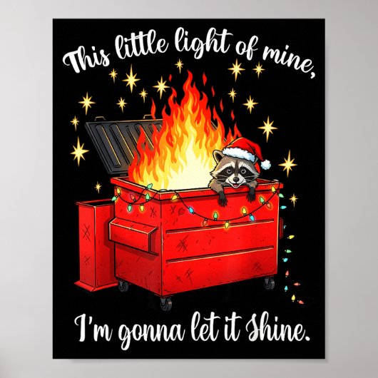 Raccoon Dumpster Fire Christmas Lights Funny Racco Poster (Voorkant)