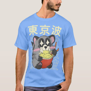 Raccoon Eating Ramen Noodles Japans Kawaii Aesth T-shirt