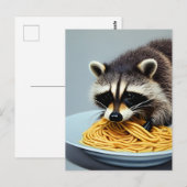 Raccoon Eating Spaghetti Briefkaart (Voorkant / Achterkant)