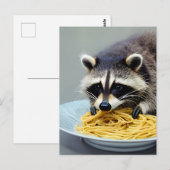 Raccoon Eating Spaghetti Briefkaart (Voorkant / Achterkant)