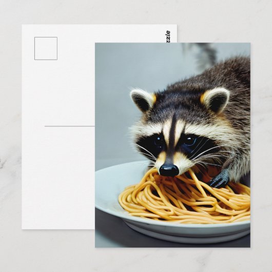 Raccoon Eating Spaghetti Briefkaart (Voorkant / Achterkant)