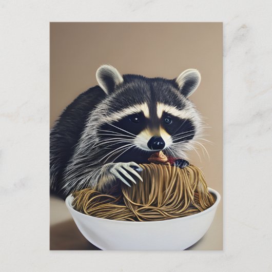 Raccoon Eating Spaghetti Briefkaart (Voorkant)
