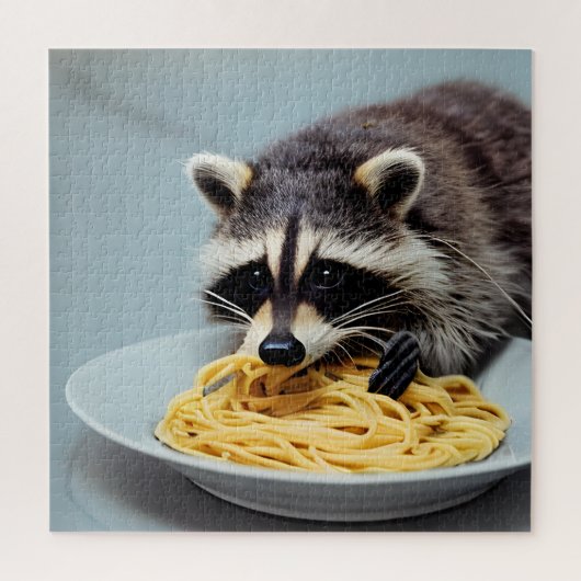 Raccoon Eating Spaghetti Jigzaag Puzzle Legpuzzel (Verticaal)