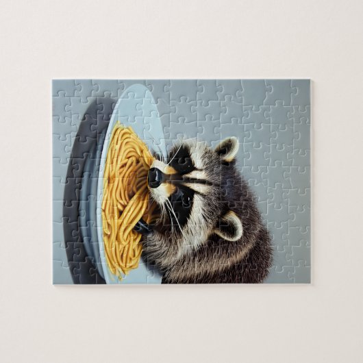 Raccoon Eating Spaghetti Legpuzzel (Horizontaal)