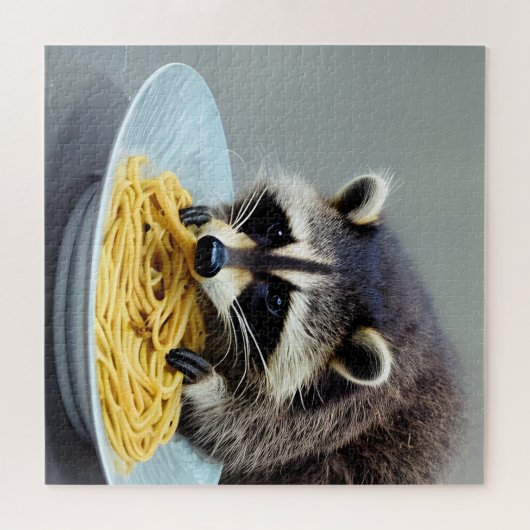 Raccoon Eating Spaghetti Legpuzzel (Horizontaal)