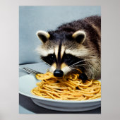 Raccoon Eating Spaghetti Poster (Voorkant)