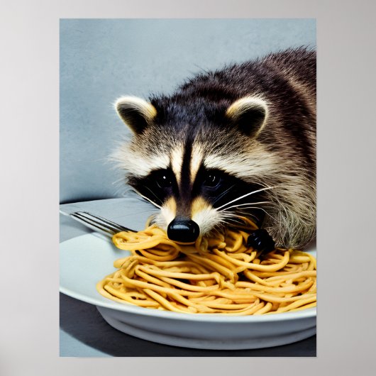 Raccoon Eating Spaghetti Poster (Voorkant)