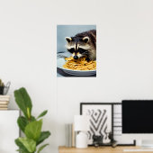 Raccoon Eating Spaghetti Poster (Thuiskantoor)