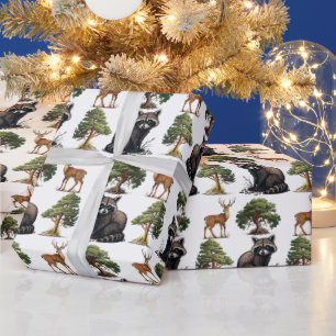 Raccoon en Deer Woodland Cadeaupapier