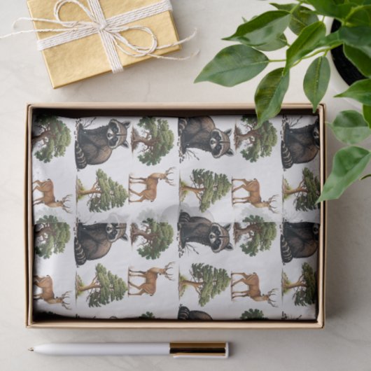 Raccoon en Deer Woodland Tissuepapier (Geschenk)