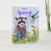 Raccoon en Friends WELCOME SPRING Wenskaart Bedankkaart (Voorkant)