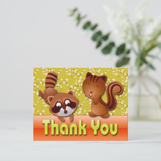 RACCOON EN SQUIRREL DANK U NOTA VAN DE KAART (Staand voorkant)