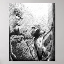 Raccoon en Squirrel Hiking Art (het pad)