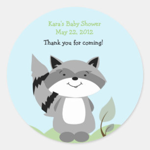 Raccoon Enchanted Forest Baby Shower Favor Sticker