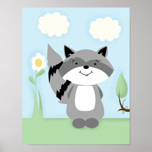 Raccoon Enchanted Forest Nursery Art Print (Voorkant)