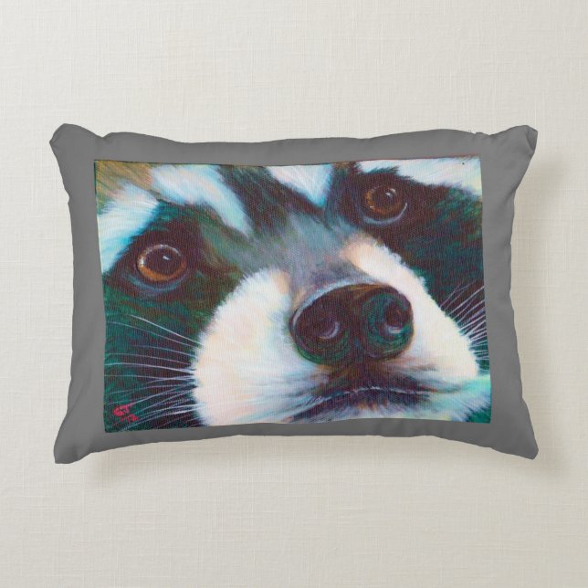 Raccoon Face Pillow Accent Kussen (Voorkant)