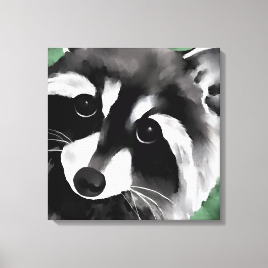 Raccoon Face Portrait Canvas Afdruk (Voorkant)
