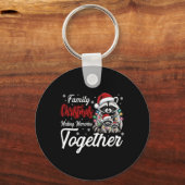 Raccoon familie maakt samen kerstherinneringen sleutelhanger (Voorkant)