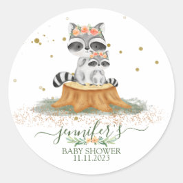 Raccoon Family Favor Ronde Sticker