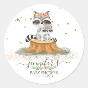 Raccoon Family Favor Ronde Sticker