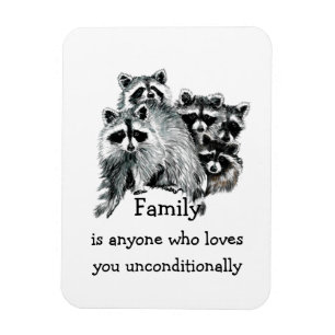 Raccoon Family Friends Love Quote Animal Art Magneet