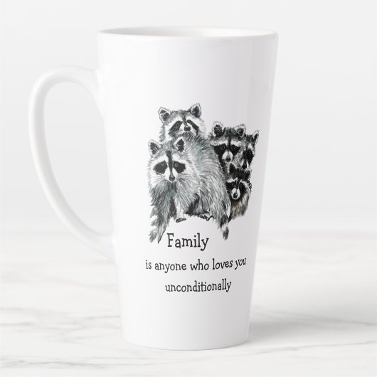 Raccoon Family Friends Love Quote Latte Mok (Links)