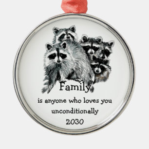 Raccoon Family Friends Love Quote Metalen Ornament