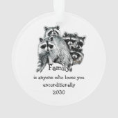Raccoon Family Friends Love Quote Ornament (achterkant)