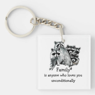 Raccoon Family of Friend Love Quote Animal Art Sleutelhanger