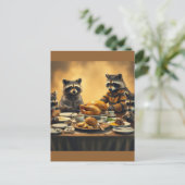 Raccoon Family Thanksgiving Briefkaart (Staand voorkant)