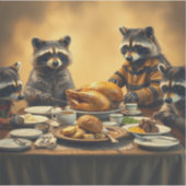 Raccoon Family Thanksgiving Sticker (Voorkant)