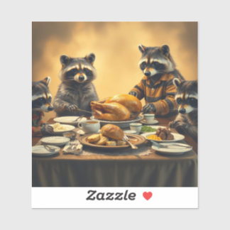 Raccoon Family Thanksgiving Sticker