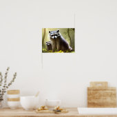 Raccoon Family Wildlife Portret Poster (Keuken)