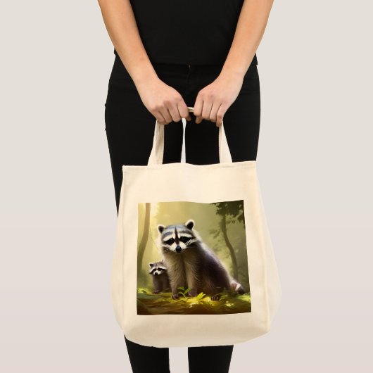 Raccoon Family Wildlife Portret Tote Bag (Voorkant (product))