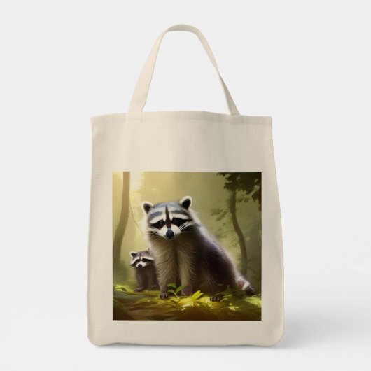 Raccoon Family Wildlife Portret Tote Bag (Achterkant)