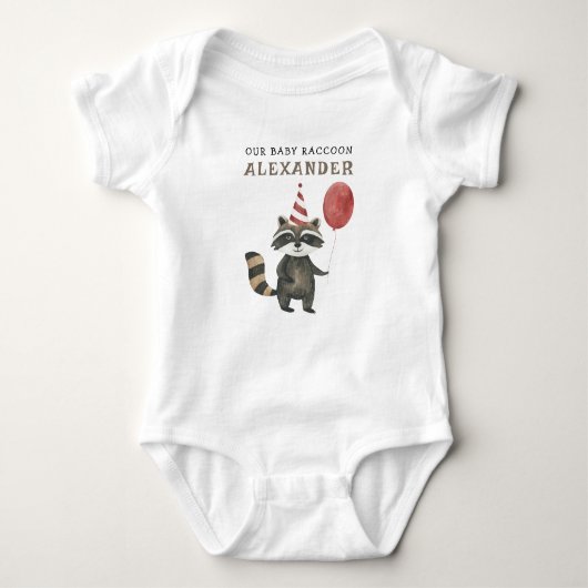 Raccoon First Birthday  Romper (Voorkant)
