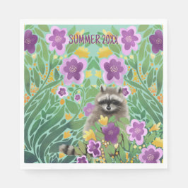 Raccoon Floral Summer Servet