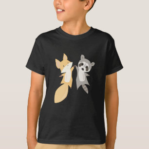Raccoon Fox Cute Animals Forest Animals voor kinde T-shirt