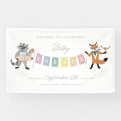 Raccoon Fox Forest Friends Neutral Baby shower Spandoek (Horizontaal)