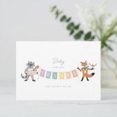 Raccoon Fox Forest Friends Pastel Baby shower Bedankkaart (Staand voorkant)