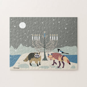 Raccoon.Fox.Magpie 2Hanukkah 11x14 Puzzle Legpuzzel