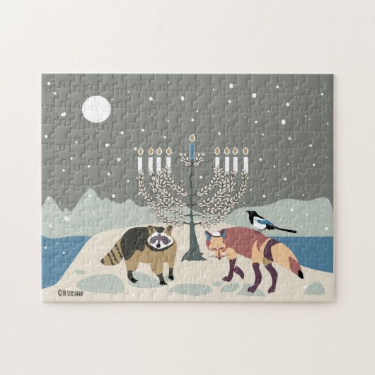Raccoon.Fox.Magpie 2Hanukkah 11x14 Puzzle Legpuzzel (Horizontaal)