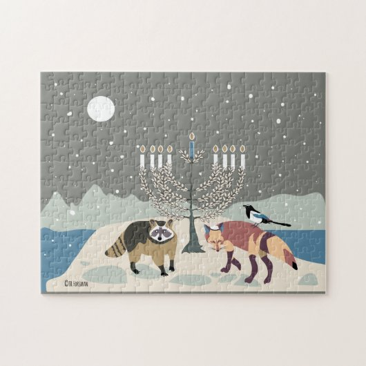 Raccoon.Fox.Magpie Hanukkah 11x14 Puzzle Legpuzzel (Horizontaal)
