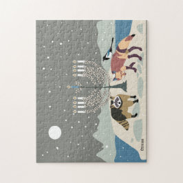 Raccoon.Fox.Magpie Hanukkah 11x14 Puzzle Legpuzzel